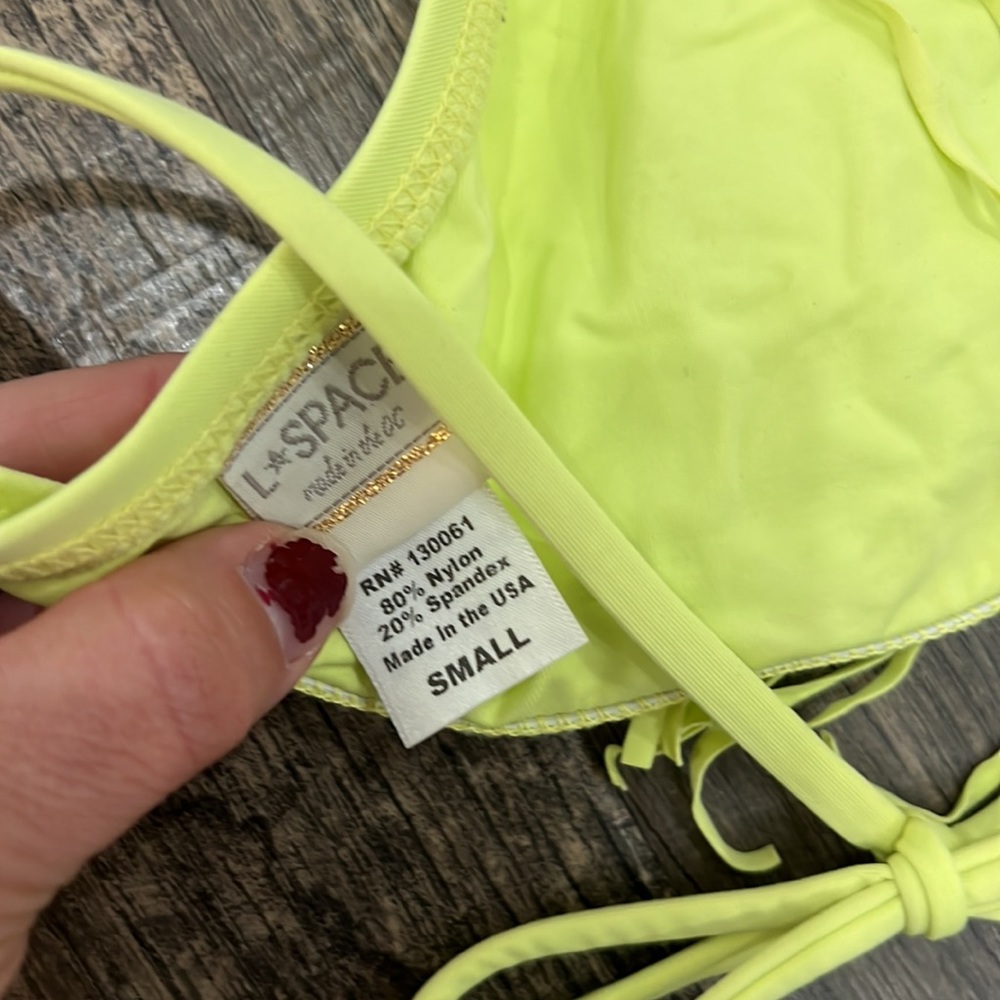 L*Space Fringe Citron Bikini Top Tie String - image 4